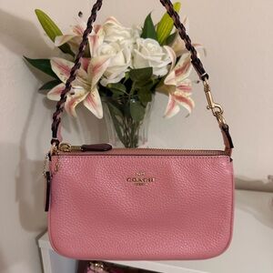 Coach Pink Shoulder Bag with Textured Leather